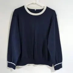【新品未使用】ニット　紺×白