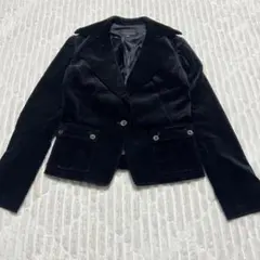 【a4477】NUANCE PRIX ベロアテーラードジャケット ブラック M
