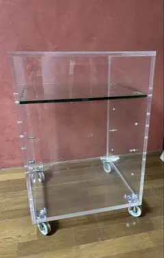 アクリル製 キャスター付き ショーケース 棚 ガラス棚板1枚付き 楽天