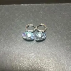 ハート型クリスタル フープピアス