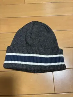 グレー ストライプ ニット帽