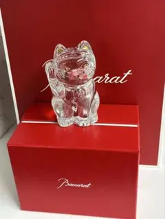 バカラ 招き猫 クリスタル 置物 まねき猫 縁起物 箱付 極美品のサムネイル