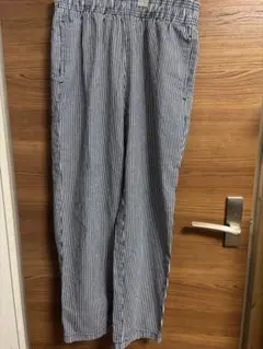 ストライプ ワイドパンツ ウエストゴム