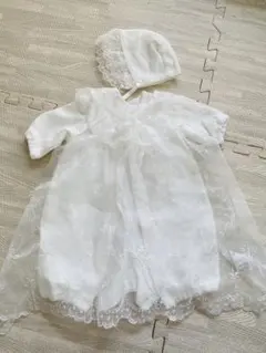 【美品】新生児 お宮参り 退院着 セレモニードレス3点セット 50 60ホワイト