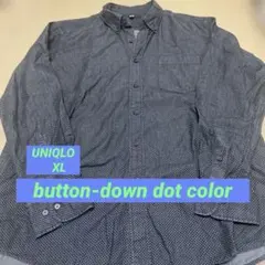 UNIQLO ドット柄 長袖ボタンダウンシャツ XL