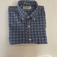 CROCODILE ボタンダウンシャツ L 青系チェック長袖シャツ　サイズL寸