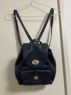 COACH コーチ 本革 × デニム 巾着 リュック バックパック 保存袋付