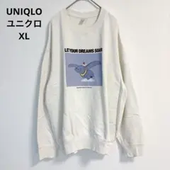 UNIQLO 유니클로 스웨트 크루넥 프린트 XL 화이트 면