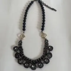 インディヴィ　ボリューム　ブラックチェーンクリスタルネックレス