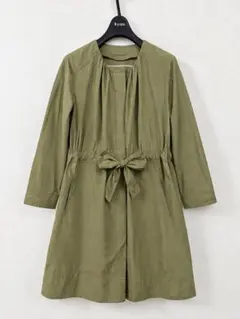 MACPHEE マカフィー ノーカラーコート カーキ ウエストリボン 38 春秋