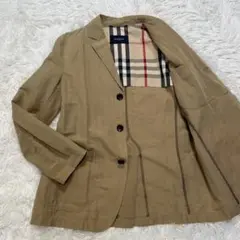 バーバリーロンドン　テーラードジャケット ノバチェック裏地 コットンリネン　M
