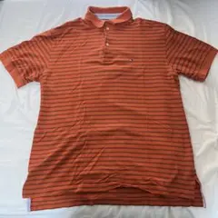 TOMMY HILFIGER オレンジ ストライプ ポロシャツ XL