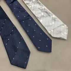 ネイビー シルバー ドット ネクタイ 3本セット