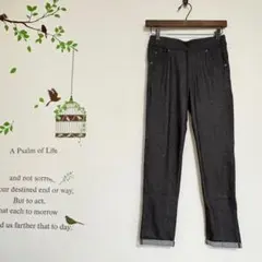 デニム調 ストレッチパンツ ウエストゴム ポケットあり M