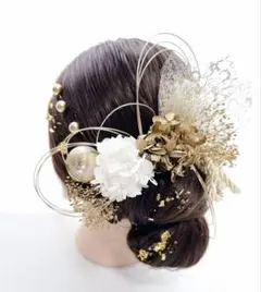 no.5318 成人式髪飾り　成人式　髪飾り　ゴールド　金箔　水引　ヘアアクセ