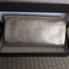 銀色 合成皮革 長夾