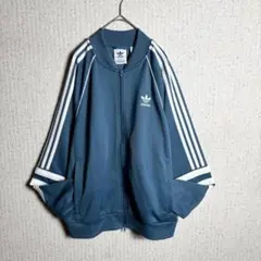 【希少デザイン】adidasジャージSSTくすみブルー　青　y2k Lサイズ