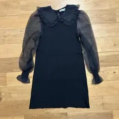 ZARA ブラック フリル付きミニワンピース