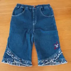 キッズ　ハーフパンツ　デニム　裾フリル　140cm