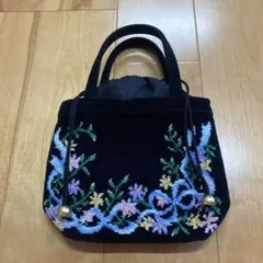 FEILER 黒 花柄刺繍 トートバッグ