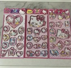ハローキティ ラメ入りウォーターシール 立体シール 3枚セット