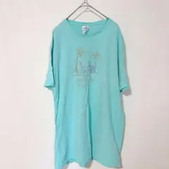 デルタ Ｔシャツ クルーネック 半袖 ラインストーン M 青緑 綿 リゾートのサムネイル