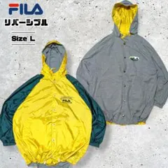 FILAフィラナイロンジャケットパーカーリバーシブルバイカラードローコードL