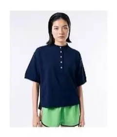 LACOSTEポロシャツ リブスタンドカラー 5分袖 ネイビー 36のサムネイル
