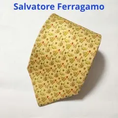 t*k様 【132】フェラガモ シルク ネクタイ イエロー 大剣9.5㎝