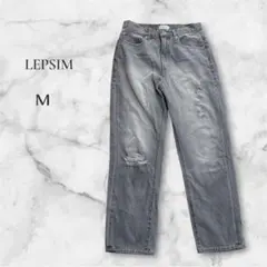 【レプシィム】LEPSIMクラッシュ加工 ストレートデニム グレー M コットンのサムネイル