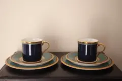 廃盤　ノリタケ　高級　玉鬘　金彩葡萄柄　トリオ　カップ&ソーサー&プレート　ペア