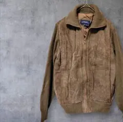 【ヴィンテージ】MERVYN'S 牛革 レザー切替 ニットブルゾン ベージュ M