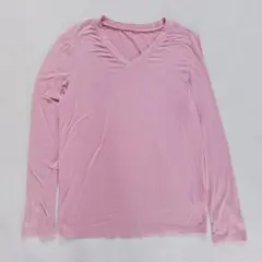 DAZY くすみピンク Vネック 長袖Tシャツ