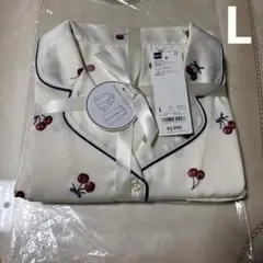 【新品未使用タグ付き】GU サテンパジャマ　チェリー柄　Lサイズ　WOMEN