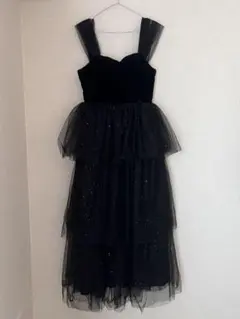 ブラック ティアード パーティードレス