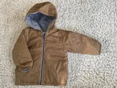 プチバトー18m/81cm フード付き中綿ブラウンジャケットリバーシブル