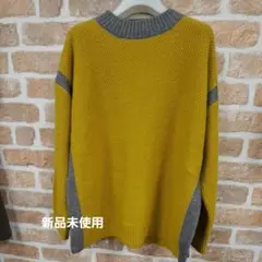 【裾スリット入り】配色鹿の子編みニットプルオーバー