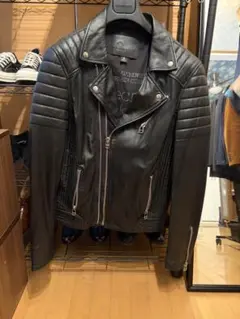 goosecraft ラムレザー　ブラックレザーダブルライダースジャケット L