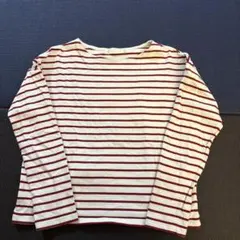 earth Music＆ecology 白赤ストライプ 長袖ボートネックTシャツ