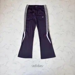 adidas/ジャージパンツ/M/パープル/フレア/3/サイドライン/スポーティ