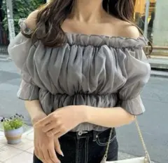 シアーギャザーショート丈ブラウス[tu541]