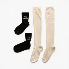 レディース ソックス 2種類セット 白 黒