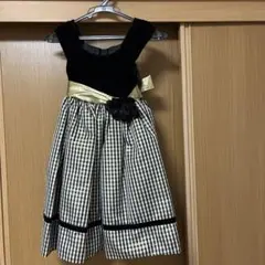 キッズドレス ブラック チェック柄 ゴールドリボンのサムネイル