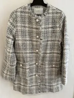 再値下げ！index ノーカラーツイードジャケット グレー系