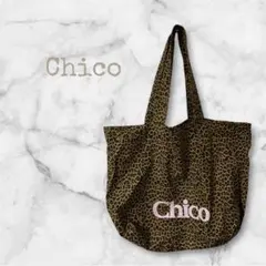 Chico チコ ヒョウ柄 トートバッグ レオパード ピンクロゴ 大容量