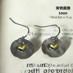 ヴィンテージ　ピアス　シルバー　ゴールド　ぷっくり　アンティーク風　ラウンド