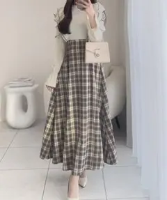 【mily bilet】シアー生地フリルドッキングワンピース