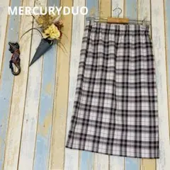 【MERCURYDUO 】チェック柄 ロングタイトスカート　ウエストゴム　Fのサムネイル