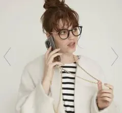 ゴールド チェーンストラップ クリンチ式カラビナ付き