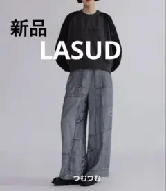 新品　LASUDラシュッド　パッチワークデニムプリントパンツ　スコットクラブ